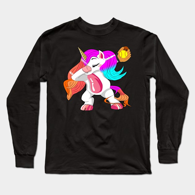 Dabbing Unicorn Baseball Long Sleeve T-Shirt by DNLDesign1980